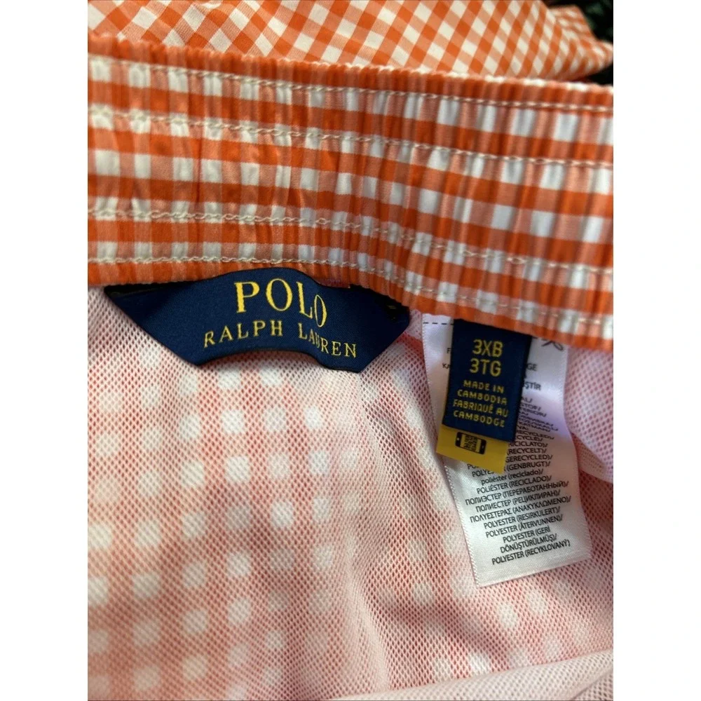 Mens NWT Polo‎ Ralph Lauren Big & Tall  Traveler Swim Trunks Check 3XB $95 Lined